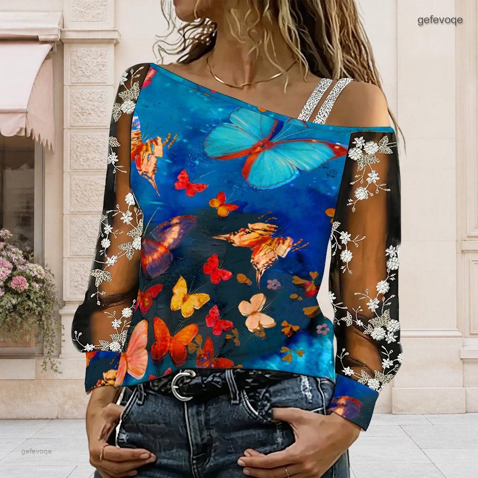 Blouse Off Shoulder - Camicetta da donna a spalla scoperta,