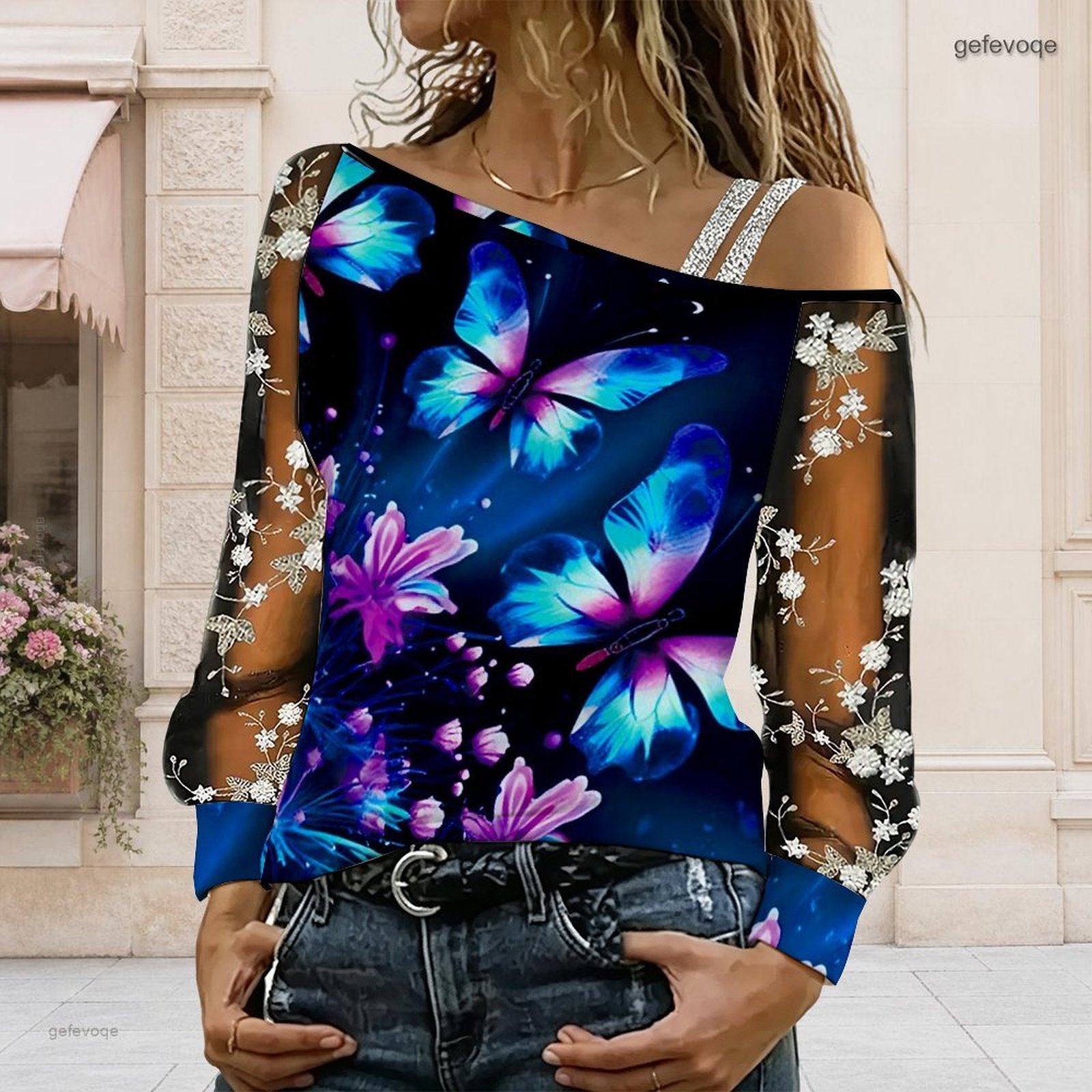 Blouse Off Shoulder - Camicetta da donna a spalla scoperta,