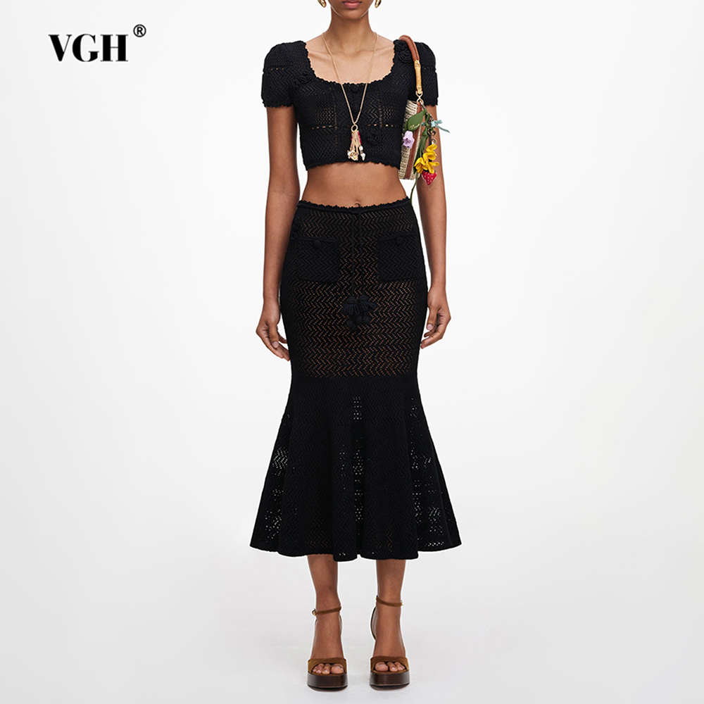 VGH Set Due Pezzi Nero con Mot - Crop Top Crochet recensione e prezzo